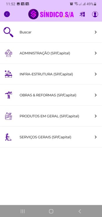 Categorias de fornecedores